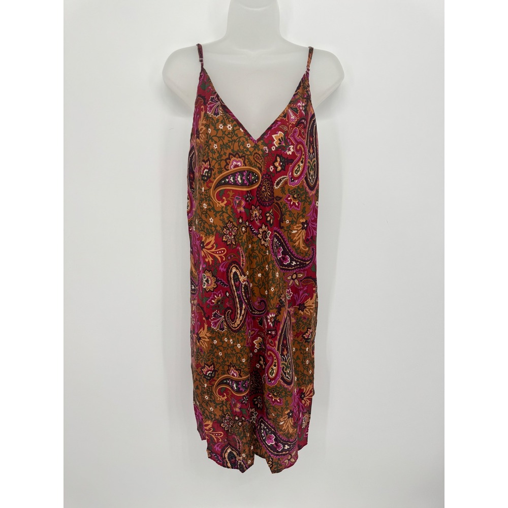 Lane Bryant Silk Nightgown Women 26/28 Paisley Floral Lounge Chemise Sleepwear